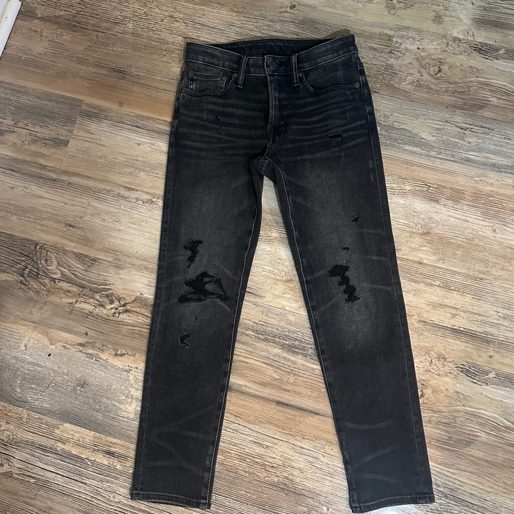 American Eagle Airflex 360 Distressed Slim Jeans Black 28x28